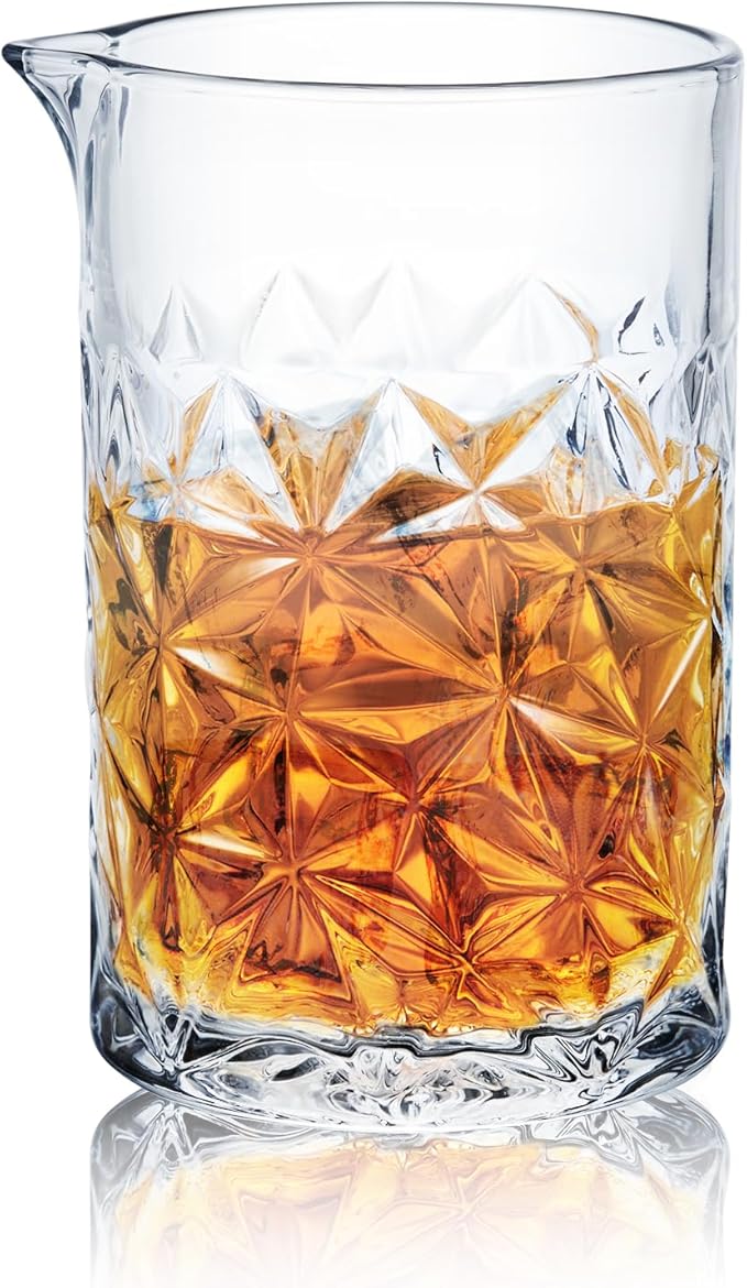 KITESSENSU Cocktail Mixing Glass 24oz 710ml - Crystal Bartender Accessories Glass Beaker to Mix & Stir Cocktails - Thick and Sturdy Bottom - Premium Seamless Design