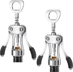 KORCCI Wine Opener, Heavy-Duty Zinc Alloy Wing Corkscrew, Premium Beer Bottle Opener, Multifunctional Wine Accessories with Ergonomic Handle and Sharp Screw, for Kitchen, Bar, Restaurant (2PCS)