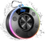 Bluetooth Speaker, Shower Speaker Portable with Hook, IPX7 Waterproof Bluetooth Speakers with Suction Cup, Digital/Time Display, Crystal Sound, Small Wireless Speakers for Outdoor Bathroom Gifts,Black
