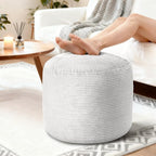 Pouf Ottoman Foot Rest, Comfortable & Soft, Round Footstool for Living Room, Bedroom, Office, Room Decoration, Corduroy Foot Stool Pouf with Odorless & Anti-Clump Filling, Large Grey