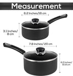 Utopia Kitchen Nonstick Stock Pot Saucepan Set with Lids, 1.5 Quart and 3 Quarts Multipurpose Stock Pots Set for Home, Kitchen or Restaurant, Grey & Black