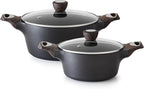 SENSARTE Nonstick Stock Pot with Lid, 2.6+4.5 QT Soup Pot Set Casserole Pot, Healthy Pasta Pot, Large Deep Cooking Pot, Big Sauce Pot Stew Pot, Induction Compatible, PFOA PFOS APEO Free, Black