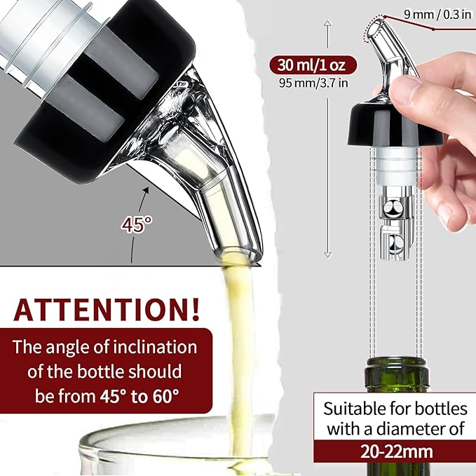 Automatic Measured Bottle Pourer - Quick Shot Spirit Measure Pourer Drinks Wine Cocktail Dispenser Home Bar Tools