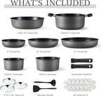 CAROTE 20pcs 4-Ply Premium Hard Anodized Pots and Pans Set Non Stick with Detachable Handle, Dishwasher/Oven Safe, RV Kitchen Cookware Set Nonstick, Induction Cookware, Large Capacity Pans and Pot Set