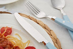 ANNOVA Silverware Set, Retro/Rivet Colorful Stainless Steel Tableware Kitchen Flatware Set Utensils, Includes Dinner Knives, Forks, Spoons, Salad Forks & Dessert Spoons (Sky Blue, 20 Pieces)
