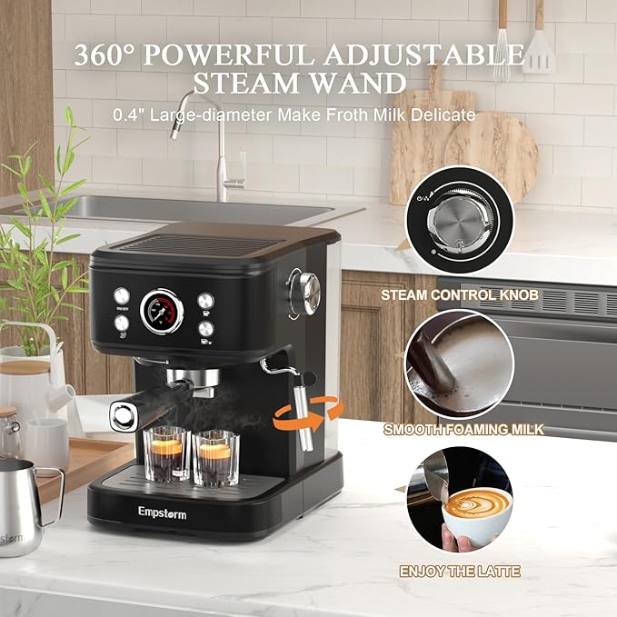 Empstorm Espresso Machine 20 Bar with Steam Milk Frother, Espresso maker Compatible for NS Original Capsules 2 IN 1 expresso maker, Professional Cappuccino Expresso Machine for Home and Office