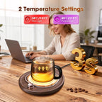 Coffee Mug Warmer - Large Candle Warmer Plate, 2-Temp Setting (131℉ & 113℉) & Fast Heating, Elegant Desk Warmer for Coffee/Tea/Milk/Candle, Ideal Office Home Gift (Wood Grain)