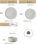 MALACASA Plates and Bowls Sets, 18 Pieces Modern Ceramic Dinnerware Set for 6 Kitchen Dinner Set Stoneware Dishware Dishes Set Microwave and Dishwasher Safe, Grey, Series TARA