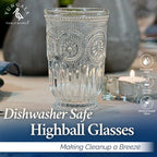 Yungala Clear Highball Glasses Set of 6 Tall Drinking Glasses 10 oz