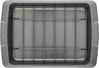 Farberware Bakeware Nonstick Roasting Pan/Roaster with U-Rack, 14.75 Inch x 10.75 Inch - Gray