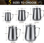 Milk Frothing Pitcher, 32oz Steaming Pitcher Stainless Steel Espresso Machine Accessories for Coffee Bar, Cappuccino Barista Tools Milk Jug Steamer Frother Cup with Decorating Latte Art Pen
