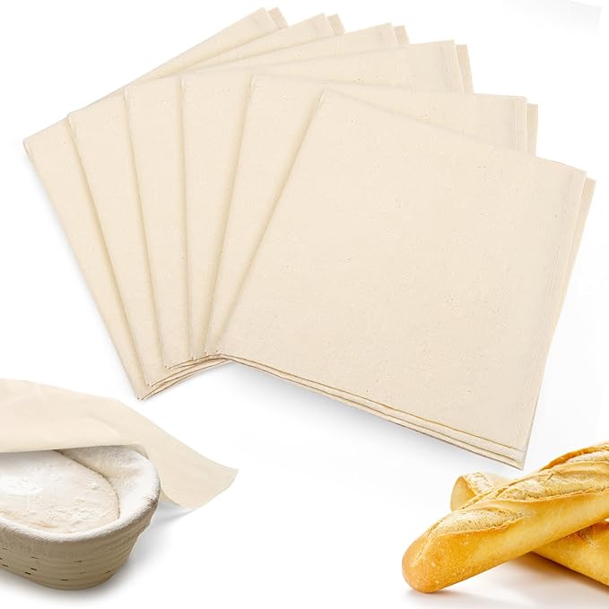 6pcs 100% cotton Tea Towels for Baking Sourdough - 28" Unbleached Bread Basket Flour Sack Towels, Proofing Cover Cloth for Dough Raising Baguettes Loaves Ciabatta, Bread Making Accessories Bakers Gift
