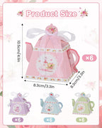 Liobelon 24 Pieces Floral Tea Party Favors Boxes Centerpiece Table Decoration Teapot Favor Boxes Tea Party Treat Gift Boxes Goodie Treat Bags Candy Boxes for Wedding Baby Shower Tea Party Decorations