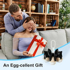Asltw Dolphin Boiled Egg Holder – 3-in-1 Cooker, Server & Fridge Tray for Soft/Hard Eggs, BPA-Free, Cute Kitchen Gift for Kids & Families (Black+White)