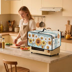 Wooden Board Daisy Print Toaster Oven Dust-proof Cover for Kitchen Small Appliance Fingerprint Protection Decorative Countertop Oven Protector (Large-18.5 * 22.5 * 12.99 inches)