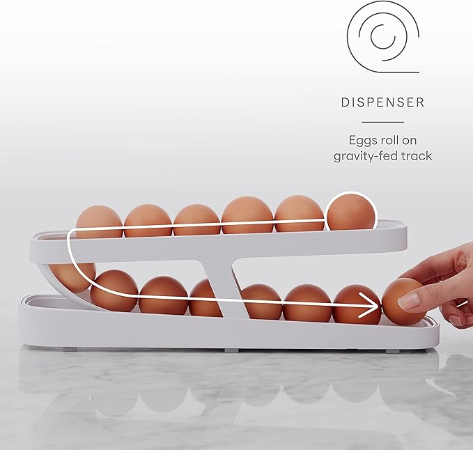 YouCopia RollDown™ Egg Dispenser, Space-Saving Rolling Eggs Dispenser and Organizer for Refrigerator Storage