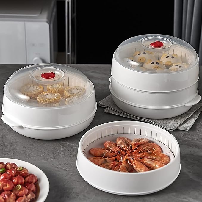 Microwave Vegetable Steamer, Microwave Steamer for Vegetables, Microwave Heating Bowl, Micro Cookware for Cooking (2 - Layer)