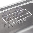 TESOT Sink Caddy Sponge Holder for Kitchen Sink Dish Cloth Hanger 2 Suspension Options(Suction Cups and Adhesive Hook), SUS304 Stainless Steel, Silver