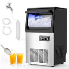 Nugget Ice Maker, 80 LBS/Day with 15 LBS Storage Bin, Freestanding Undercounter Ice Maker Machine Stainless Steel, Soft Chewable Pellet Ice Machine for Home Bar Kitchen Office, Self-Cleaning