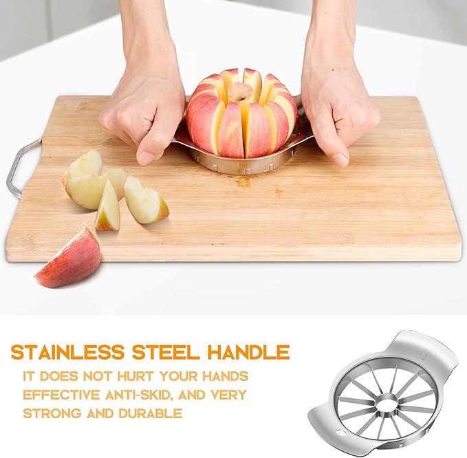 Supercenter Apple Cutter and Slicer - Stainless Steel Apple Corer - 4.72 Inch Apple Corer Tool with 12 Super Sharp Blades, Lightweight Apple Slicer and Corer & Dishwasher Safe