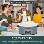 HOMECOOKIN 7-Quart Programmable Slow Cooker with Timer Keep Warm - Small Kitchen Appliance for Family Dinners - Serves 6+ People (Blue)