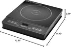 Amazon Basics 1800W Portable Electric Induction Cooktop, Burner and Child Lock, Overheat Protection, Timer, 8 Power Settings, Temperature Control Up to 440°F, for Cookware Diameter 5.7"-8.2", Black