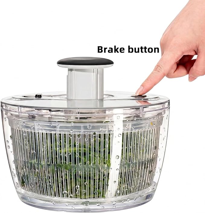 Cove Carol Large Salad Spinner, One-Handed Press-Type Vegetable Dryer, Built-in Filter Suitable for Fruits, Lettuce, and Vegetables; Salad Spinner, Lettuce Spinner 6.3 QT, Black