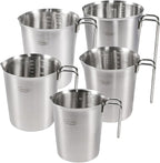 Newness 5 Pack Stainless Steel Measuring Cups Set (3 Marking Including Cup/ML/Oz Scale)(2, 3, 4, 6 & 8 Cup) Metal Measuring Cup with Handle For Prepping, Baking and Cooking, Dishwasher, Microwave Safe