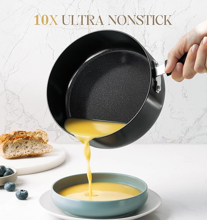 MICHELANGELO Nonstick Saucepan with Lid, Ceramic Sauce Pan Sets, Easy to Clean Sauce Pans, Multi-Purpose Cooking Pots, 1QT & 2QT & 3QT, Silver