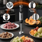 Immersion Blender Handheld Hand Blenders, 20 Speed & Turbo Mode Hand Held Blender, Heaviest Duty Copper Motor, Stainless Steel Blades, Milk Frother Wand, Whisk, 600ml Beaker, 500ml Chopper (Black)