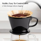 DOWAN Pour Over Coffee Maker, Non-Electric Pour Over Coffee Dripper, Manual Brew Maker, Single Cups Porcelain Slow Brewing Accessories for Gifts, Black