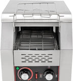 Commercial Conveyor Toaster 1300W, 150 Slices/Hour Stainless Steel Bread Oven with Dual Temp Control & Double Chutes - 7-Speed Adjustable