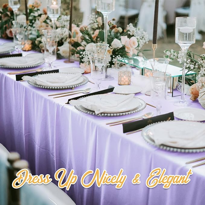 BRILLMAX 6 Pack Lavender Tablecloths for 6 Foot Rectangle Tables 60 x 102 Inch - 6ft Rectangular Bulk Linen Polyester Fabric Washable Cloth Cover for Wedding Reception Banquet Birthday Party