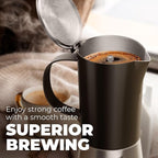 Stovetop Espresso Maker, Stainless Steel Moka Pot 6 Cup Espresso Maker (12 fl oz), Italian Coffee Pot, Compatible with Gas, Electric and Induction, Black & Silver Finish