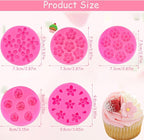 5Pcs Flower Molds Silicone Rose Chocolate Mold Daisy Flower Fondant Mould Polymer Clay Resin Mold Soap Ice Cube Gummy Sugar Wax Melt Molds for Baking and Cake Cupcake Decorating DIY Craft