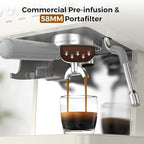 Kndko Espresso Machine with Grinder, 20 Bar Espresso Coffee Machines with Milk Frother Steam Wand, Espresso Maker for Latte, Cappuccino, Hot/Cold Brew, White