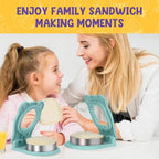 TACGEA Uncrustable Sandwich Cutter Maker, 2 Pack Sandwich Sealer and Cutter -Square and Circle Shape, Light Blue