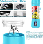 MIAOKE Portable Smoothie Blender, Personal Mini Juice Blender with Six Blades in 3D, USB Rechargeable Juicer Cup for Home/Office/Outdoors (Blue)
