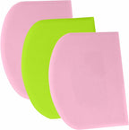 SURDOCA Dough Scraper Bench Scraper - 3P 10.6x6.7" Plastic Flexible Bowl Scraper, Sharp Edge & Angles Cake Scraper. Non-Slip Bakeware Decorating Tools Sculpting & Modeling Tools - Pink+Green+Pink