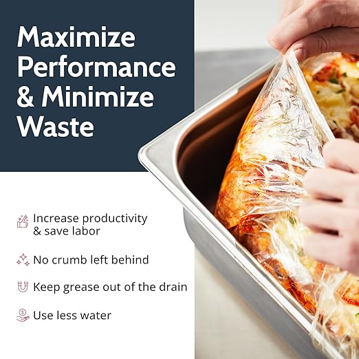 PanSaver Low Temperature Liners for Easy Clean Up - Disposable Buffet Pan Liners, Ovenable up to 220F - Clear (Half Pan - Medium & Deep | 23 x 16 IN)