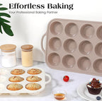 Vinino 2Pack Silicone Muffin Pans for Baking with Metal Reinforced Frame, 12 Cups Regular Size Nonstick Silicone Cupcake Pan, BPA Free Oven Dishwasher Safe Baking Mold for Muffins Cupcakes