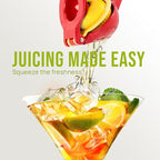 Zulay Kitchen Metal 2-in-1 Lemon Squeezer - Sturdy Max Extraction Hand Juicer Lemon Squeezer Gets Every Last Drop - Easy to Clean Manual Citrus Juicer - Easy-Use Lemon Juicer Squeezer - Red/Yellow