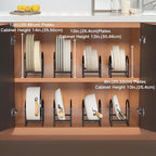 LINFIDITE 2 Pack Kitchen Plate Holder Organizer for Cabinet Space Saver Dinner Plate Storage Rack Upright Dish Drying Racks Metal Dish Stand for Cupboard Countertop Rustproof Black (1 Large 1 Small)