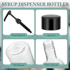 Maxdot 2 Pcs 25 oz Syrup Bottles with Pump Long Neck Bottles Plastic Syrup Pump Dispenser for Coffee Bar Accessories Home Party