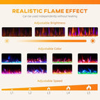 HOMCOM 50" Electric Fireplace Recessed and Wall Mounted with Remote, 750W/ 1500W Ultra-Thin Fireplace Heater and Linear Fireplace with Timer, 12 Color Flame Effect, Crystal, Black