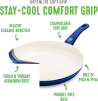 GreenLife Non Stick Fry Pan Set (7" & 10"), Non-Toxic PFAS-Free Ceramic Skillets, Dishwasher & Oven Safe, Egg Omelet Frying Pans, Stay- Cool Handles, Kitchen Home Cooking Essentials, Blue