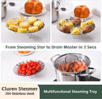 Steamer Basket for Cooking 304 Stainless Steel Entirely Thickened,Collapsible Steamer Insert for Pots, Fits Instant Pot/Skillets (6'' To 10'')