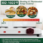 Electric Countertop Double Burner, 1800W Cooktop with Glass Hot Plate, Stepless Temperature Control, Easy to Clean, Indicator Lights, Compatible Cooking Stove for Office Home Camping RV