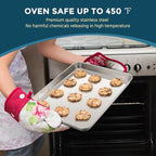 E-far Stainless Steel Baking Sheet Set of 3, 12.4”/10.5” /9.4” Cookie Sheet for Oven, Rimmed Metal Tray for Cooking Baking Bacon, Non-toxic & Dishwasher Safe