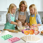 Juome Cake Pop Mold Kit, 2 Pack 16 Cavities Animal Shape Cakesicle Molds Silicone with 100 Wooden Sticks&100 Packaging Bags, Cake Pop Maker Supplies Accessories, Baking Tools for Home Baking Desserts